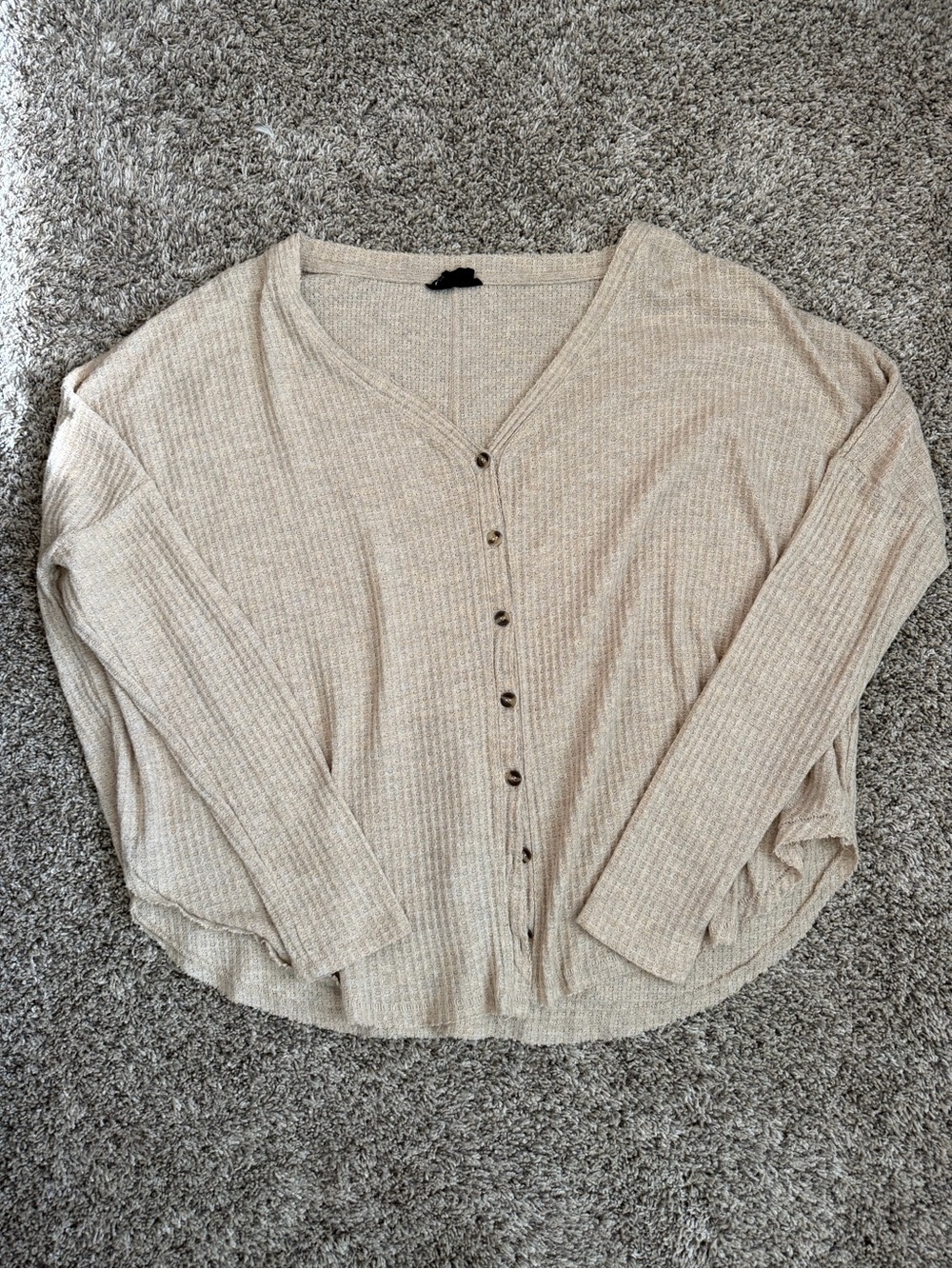 Free People Beige V-Neck Button Front Women's Sweater Cardigan